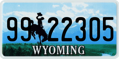 WY license plate 9922305