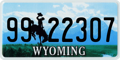 WY license plate 9922307