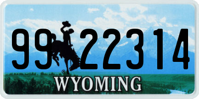 WY license plate 9922314