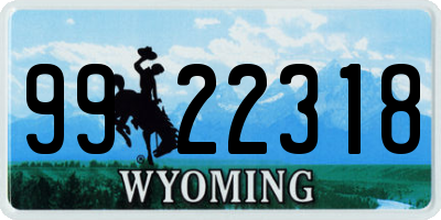 WY license plate 9922318