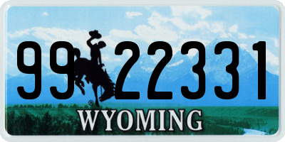 WY license plate 9922331