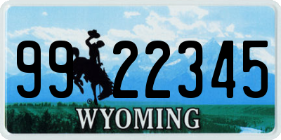 WY license plate 9922345