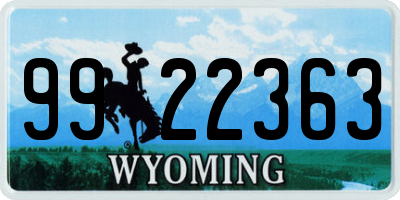 WY license plate 9922363