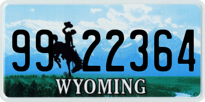 WY license plate 9922364