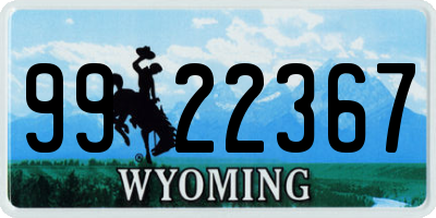 WY license plate 9922367