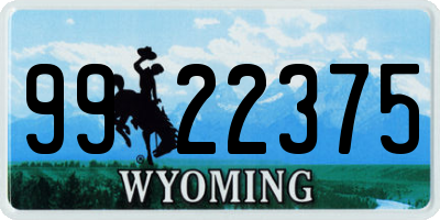 WY license plate 9922375