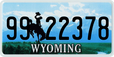 WY license plate 9922378