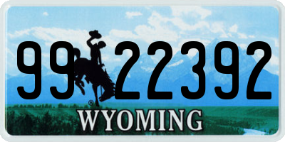 WY license plate 9922392