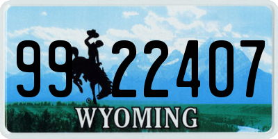 WY license plate 9922407