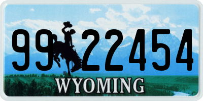WY license plate 9922454