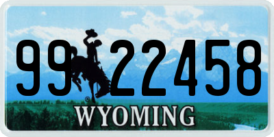 WY license plate 9922458