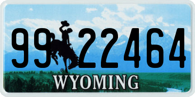 WY license plate 9922464