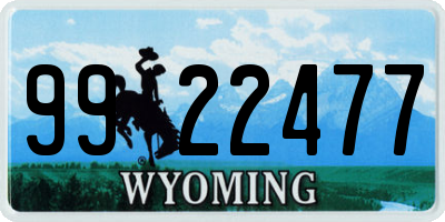 WY license plate 9922477
