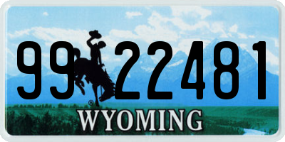 WY license plate 9922481