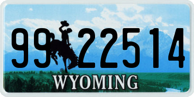 WY license plate 9922514