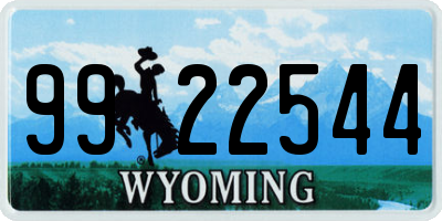 WY license plate 9922544
