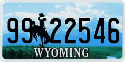 WY license plate 9922546