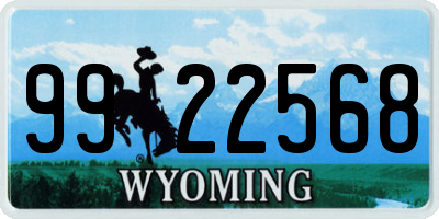 WY license plate 9922568