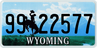 WY license plate 9922577