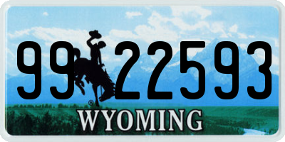 WY license plate 9922593
