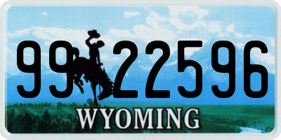 WY license plate 9922596