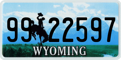 WY license plate 9922597