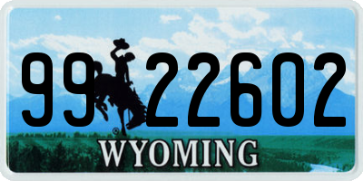 WY license plate 9922602