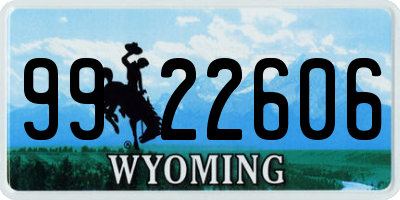 WY license plate 9922606