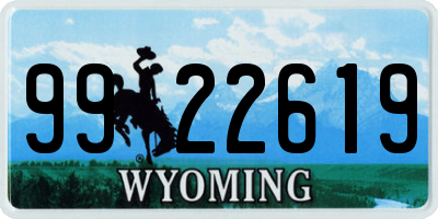 WY license plate 9922619