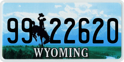 WY license plate 9922620