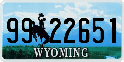WY license plate 9922651