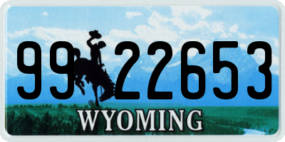 WY license plate 9922653