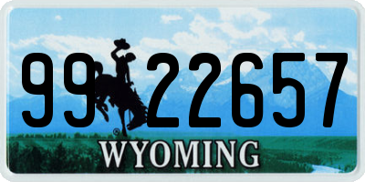 WY license plate 9922657
