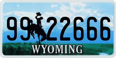 WY license plate 9922666