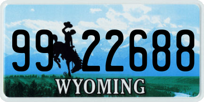 WY license plate 9922688