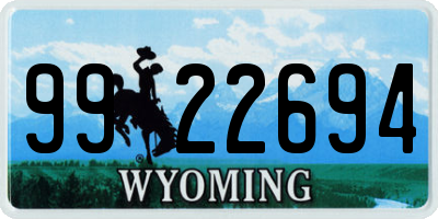WY license plate 9922694