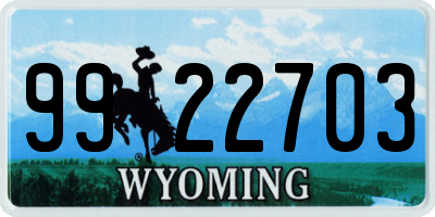 WY license plate 9922703