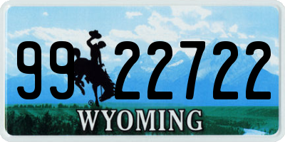 WY license plate 9922722