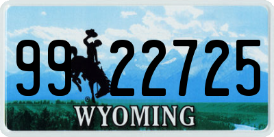 WY license plate 9922725