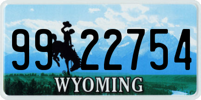 WY license plate 9922754