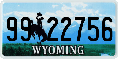 WY license plate 9922756