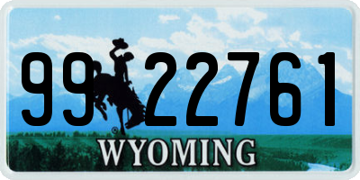 WY license plate 9922761