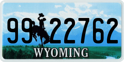WY license plate 9922762