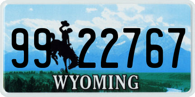 WY license plate 9922767