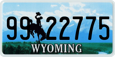 WY license plate 9922775