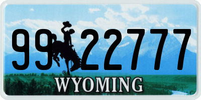 WY license plate 9922777