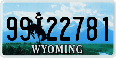 WY license plate 9922781