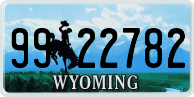 WY license plate 9922782