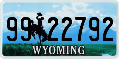 WY license plate 9922792