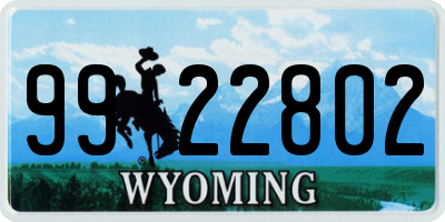WY license plate 9922802